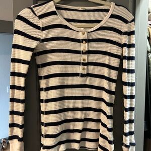 J Crew Striped Long Sleeve Henley Top
